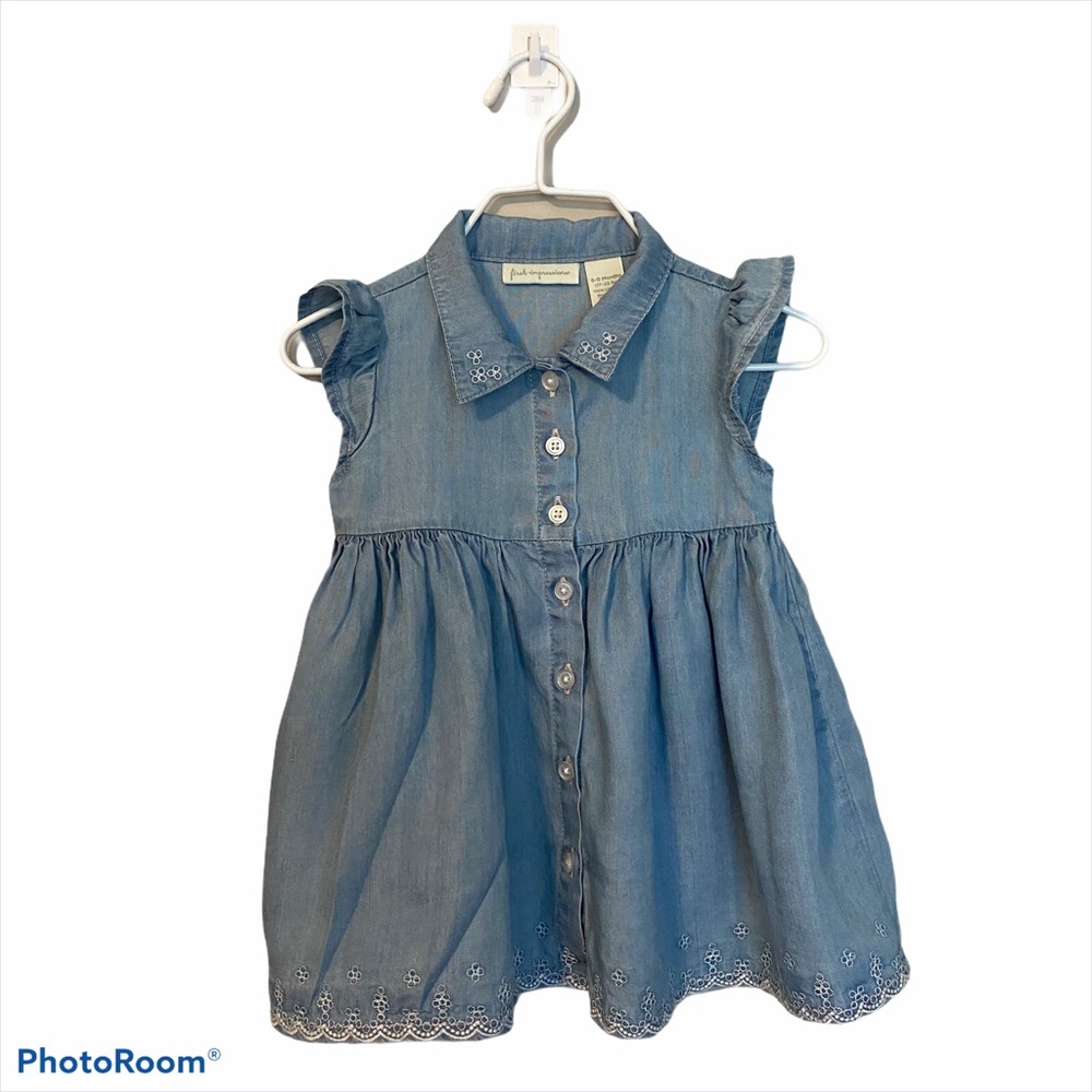 First Impressions Baby Girl Blue Jean Dress- 6-9M